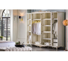 Шестистворчатый распашной шкаф для одежды и белья с зеркалом в спальню Мариана MARI-34