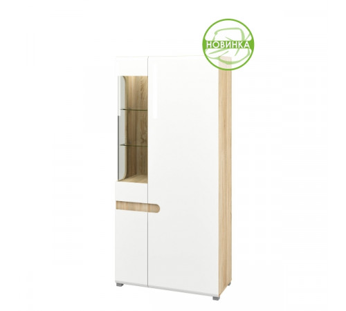 Двухстворчатый комбинированный шкаф в гостиную Леонардо МН-026-19 белый правый