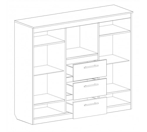 Широкий комод с баром для гостиной Элана, цвет Бодега белая