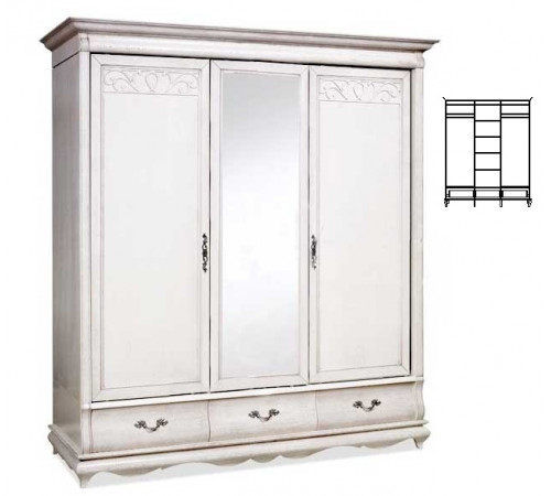 Шкаф для одежды Оскар ММ-216-01/03 (белая эмаль+пт)