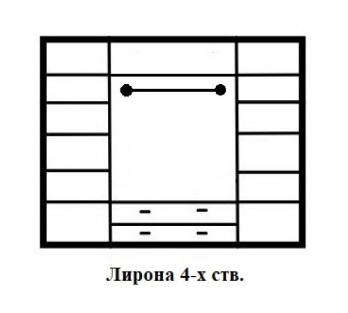 Четырехстворчатый шкаф для одежды Лирона MUR-103-04 st с зеркалом