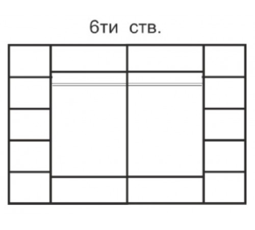 Шестистворчатый шкаф для одежды  Rimini Solo РМШ2/6 (s) (черный)